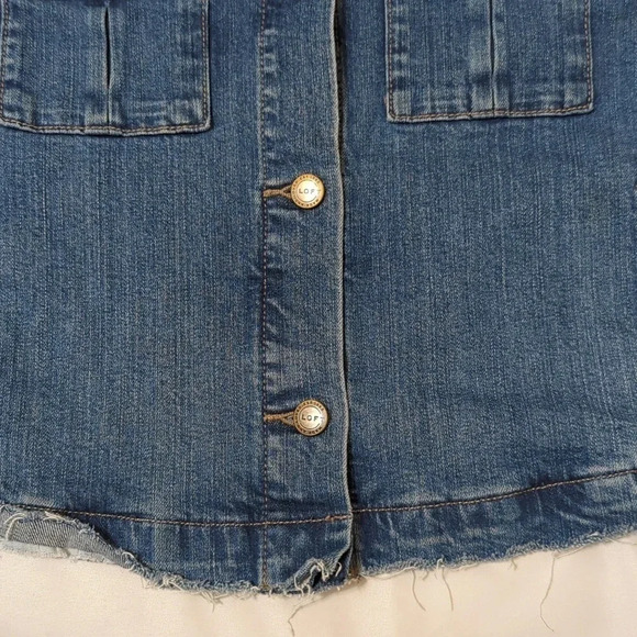 LOFT Raw Hem Cropped Denim Jacket, Color Blue Size S - Picture 11 of 16